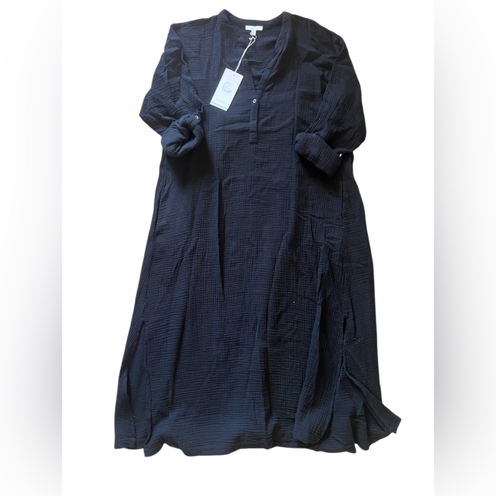Calme by Johnny Was Black Cotton Gauze Maxi Dress | Small NWT